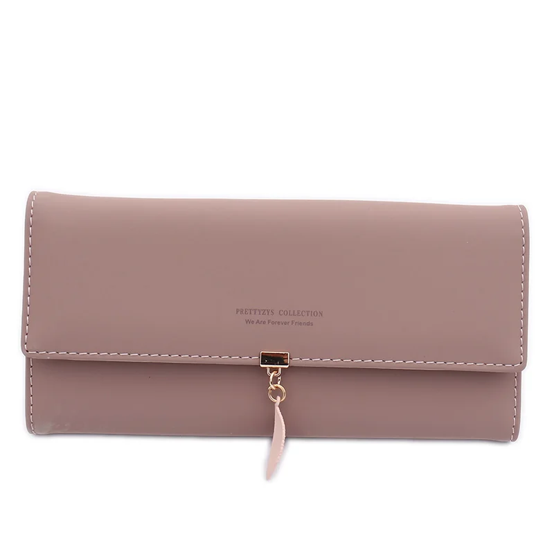 

Fashion Solid Women Long Wallet 3 Fold Purse Pu Leather Ladies Coin Purse Phone Case Daily Clutch Female Bags