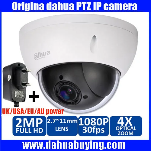 Original Dahua 1080P Mini PTZ IP Camera DH-SD22204T-GN 4X Zoom HD Network Speed Dome Camera Onvif SD22204T-GN with power supply