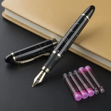 Jinhao X450 коралловые черные полосы Перьевая ручка Перо Средний+ чернильные картриджи