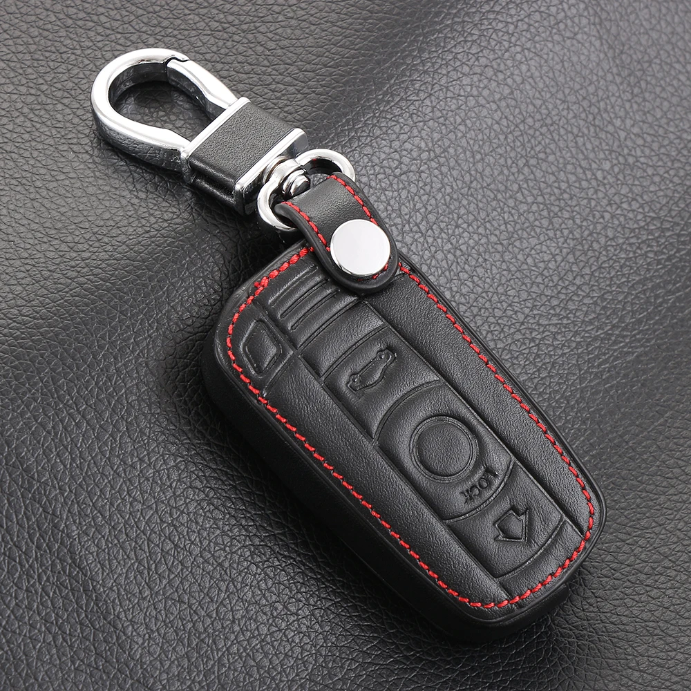 

Leather Car Key Cases Key Holder KeyChain Cover for BMW E90 E60 E70 E87 3 5 6 Series M3 M5 X1 X5 X6 Z4 Smart Remote Controller