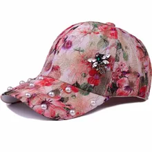 Сезон: весна–лето Бейсбол Кепки Для женщин Стекло дрель пчелы Snapback Hat Кепки для девочек шляпа Gorras цветочный жемчуг кости хип-хоп Кепки