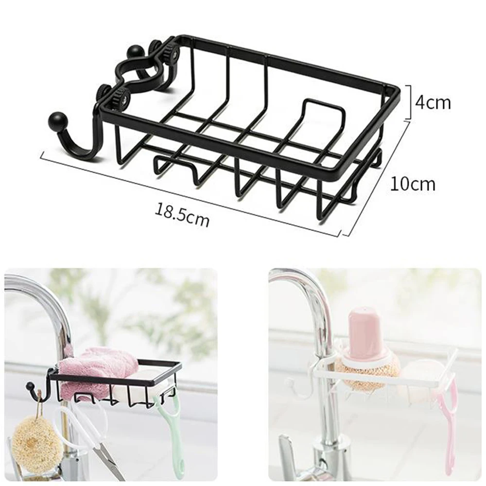 

Home Accessories Iron Sink Hanging Punch Faucet Storage Bathroom Kitchen Drain Storage Rack Organizer with 2 Hook