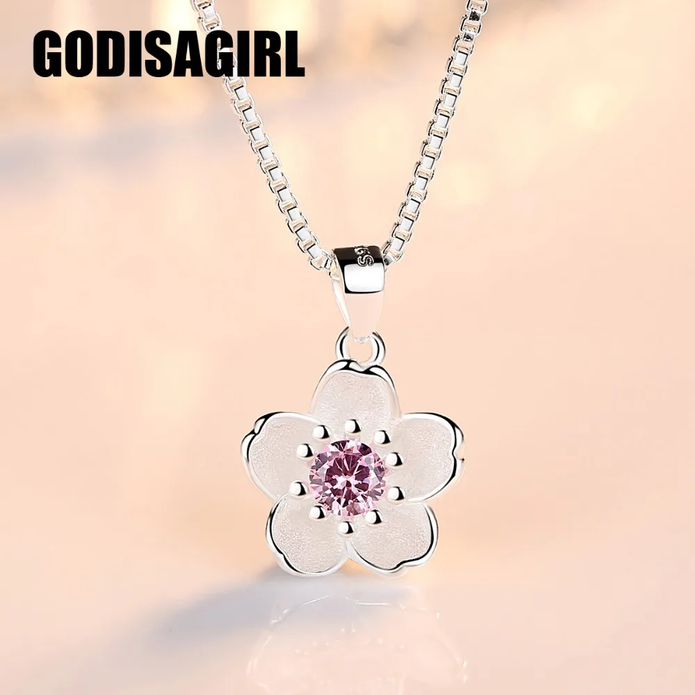 

Wholesale Fashion Silver Color Handmade Cherry Necklace Peach Flower Pendants With Chain Vintage Women Jewelry