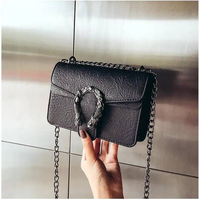 جديد الإناث امرأة Crossbody أكياس صغيرة ثعبان قفل حقائب كتف سلسلة مصمم رفرف بو الجلود أزياء المرأة حقيبة ساع