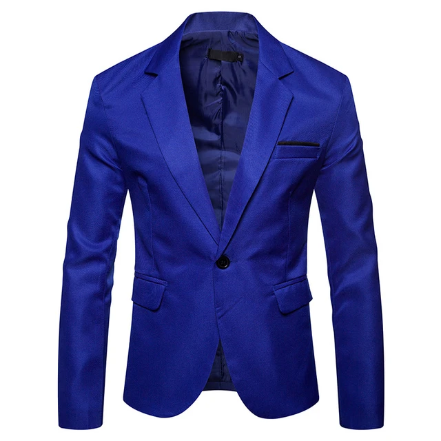 azul real para hombre, Chaqueta de traje para hombres, traje de negocios entallado informal, traje con un botón, chaqueta para hombre - AliExpress