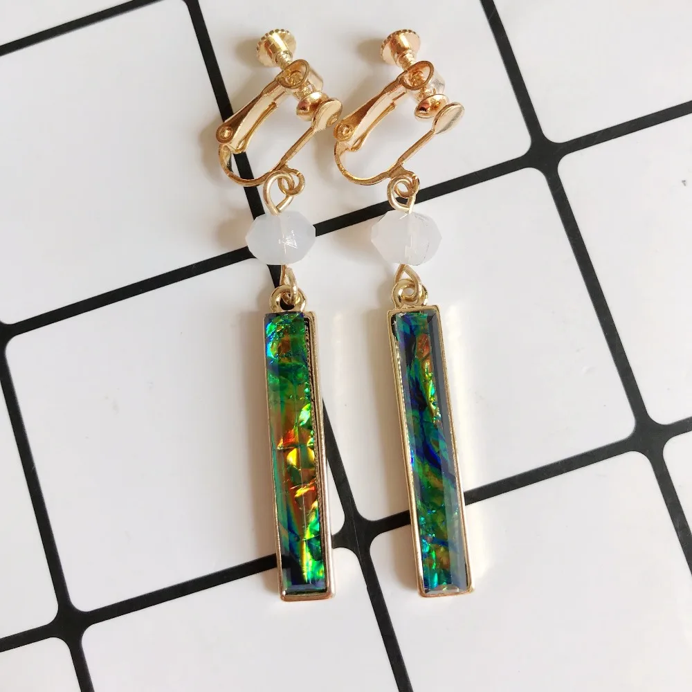 

Free Shipping New Cute Mixed Color Shell Bar Pendant Clip Earring