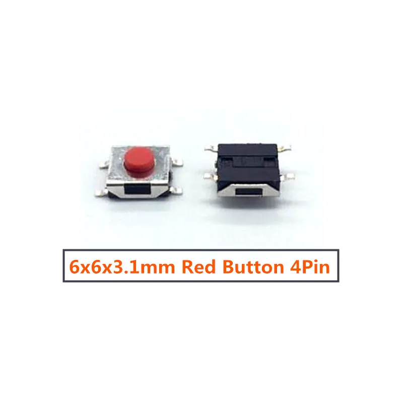 200/1000PCS 6x6x3.1mm 4Pins 5Pins Tactile Switches Push Button SMD Tact Switch 6*6*3.1mm Red Black Button Micro Switch dimmable light switch Wall Switches