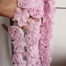 Garniture de robe de mariée en mousseline de soie et dentelle rose clair, sangle à épaule, jupe, ceinture, tissu fleuri fait main, accessoires