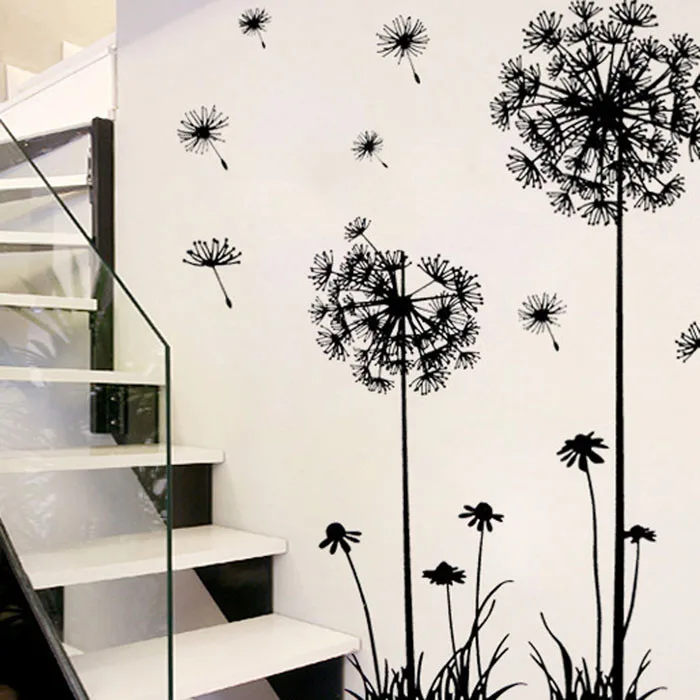 

Black Creative PVC Dandelion Flower Plant Tree Large Removable Home Wall Decal S #6