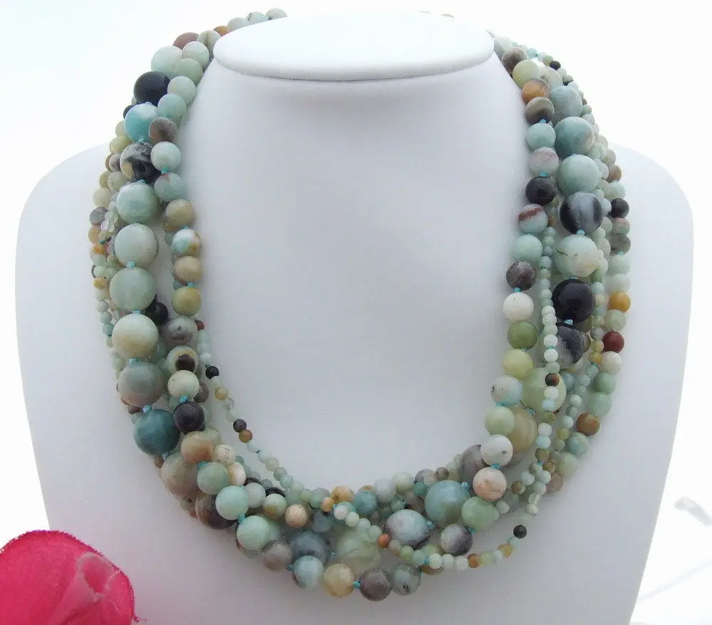 

FC051310 19" 7Strands Round Amazonte Necklace