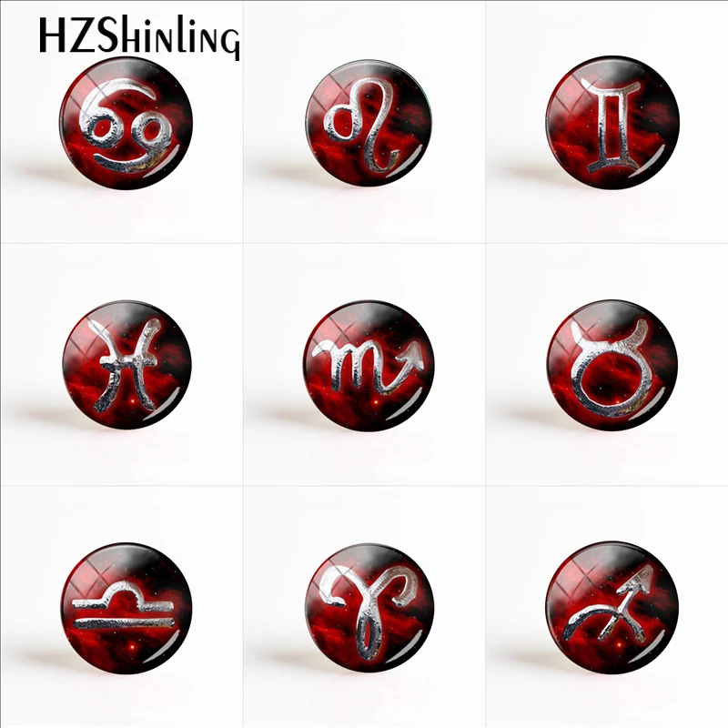 Buy European Vintage Glass Cabochon Zodiac Red Photos