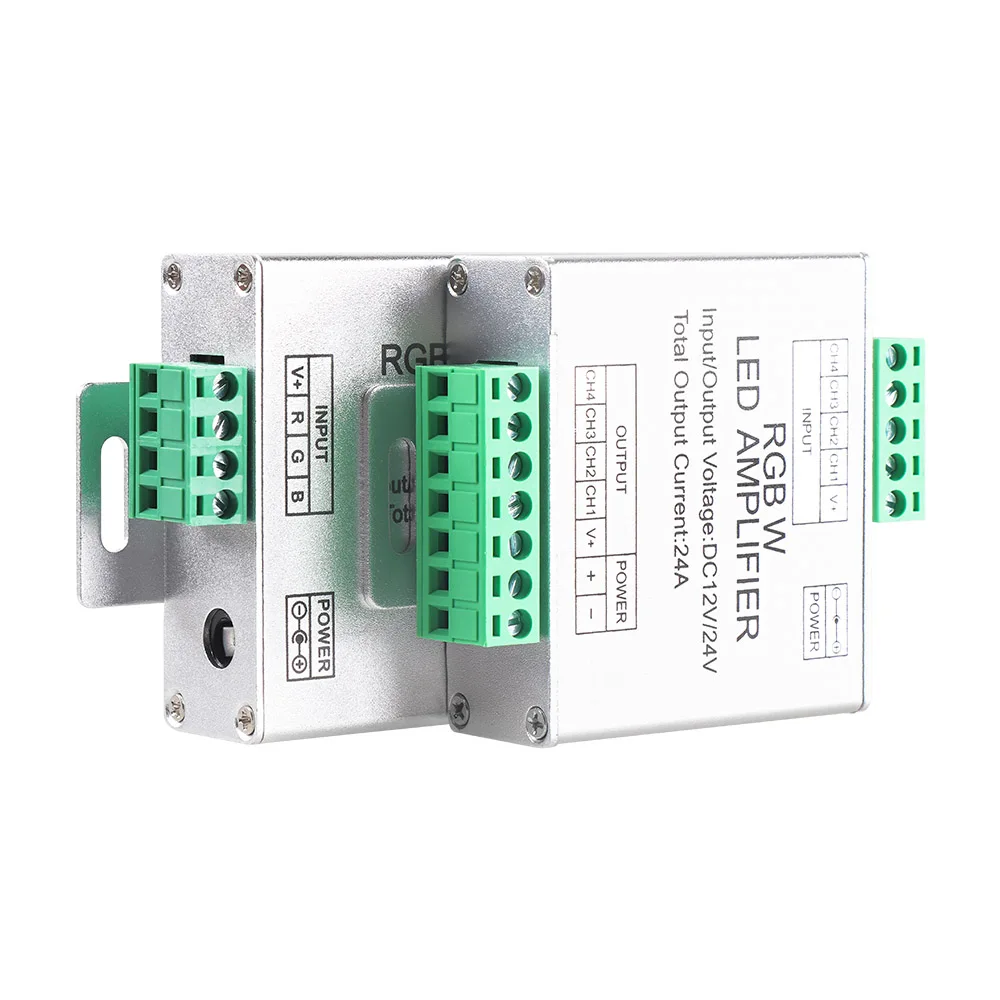 Постоянный ток 12-24 V светодиодный RGBW/Усилитель RGB 24A 4 канала Выход RGBW/RGB питания со светодиодной полосой ретранслятор консоль контроллер для Светодиодные ленты