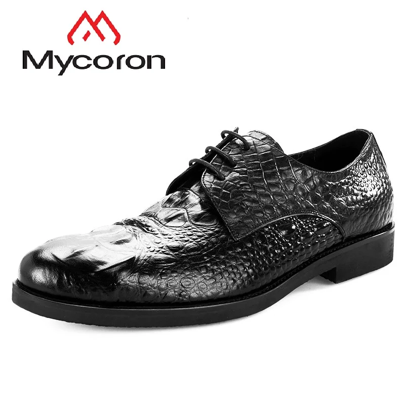 

Mycoron 2018 New Arrival 100% Genuine Leather Handmade Crocodile Pattern Derby Shoes Men'S Round Toe Business Suit Formal Shoes