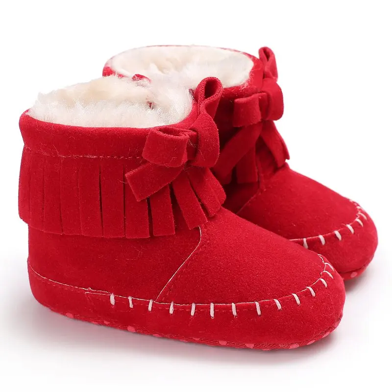 Зима-осень детские детская зимняя Обувь для девочек бантом Дети новорожденных хлопок первых шагов малыша новая модная теплая зимняя обувь