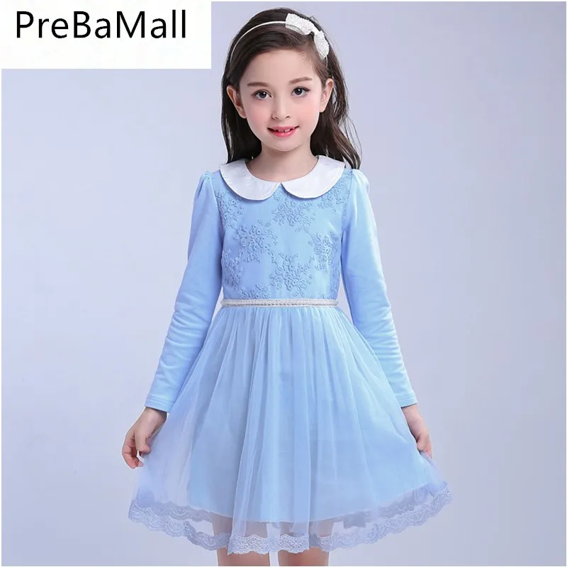 

Elegant Princess Flower Girl Dress Wedding Birthday Party Dresses For Girls Teenager Long Sleeve baby clothes dress B0536