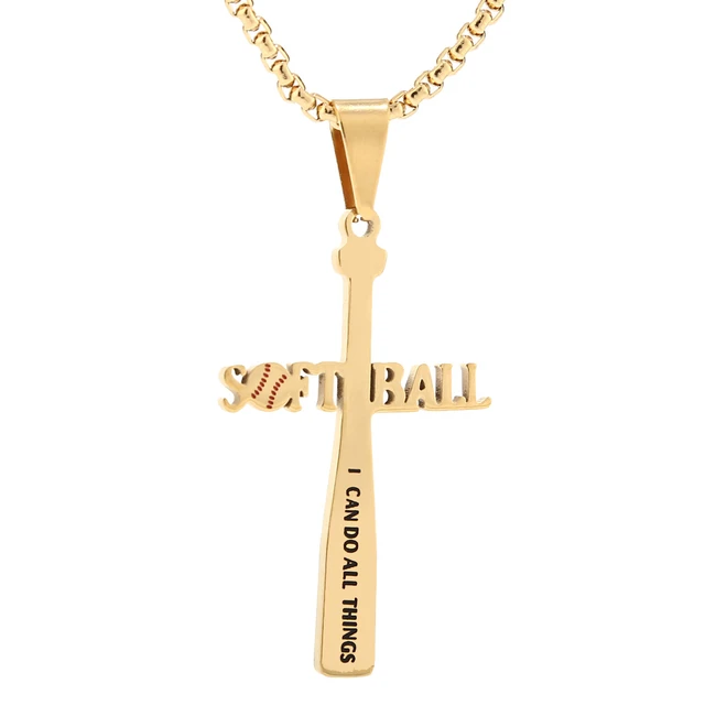 Update more than 79 gold baseball bat cross necklace super hot POPPY