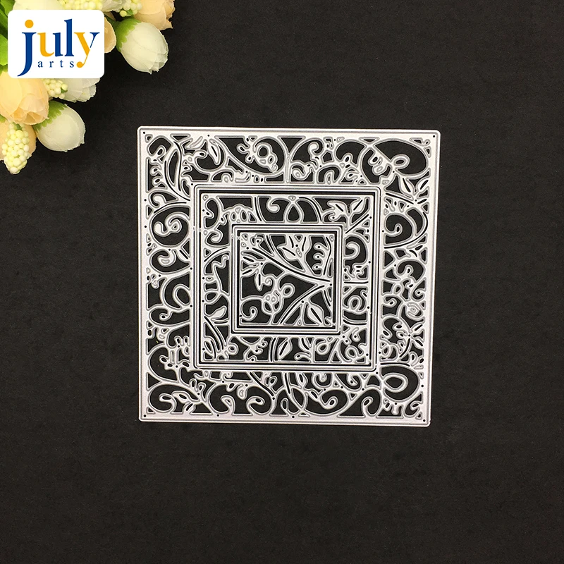 

Julyarts Carbon Steel Material Square Flower Border Cutting for DIY Scrapbooking Embossing Cutting Dies Creative Craft Dies