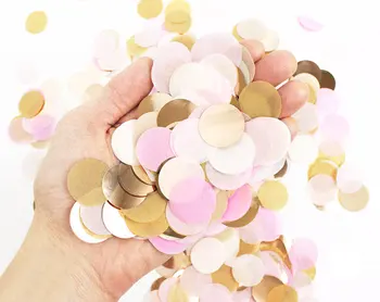 

100g Tissue Paper Confetti - Natural Blush & Rose Gold - Metallic Ivory Blush Pink - 1" Circle One Inch Handmade Hand Cut