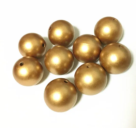 

(choose size) 12mm/16mm/20mm gold color Acrylic Matte pearls Beads for Colorful Chunky Beads Necklace Jewelry