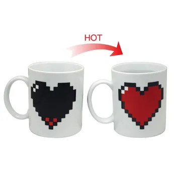 

Heat Pixel Magic Temperature Changing Cup Color Changing Mugs Heat Sensitive Handgrip Coffee Tea Milk Mugs Love Gifts