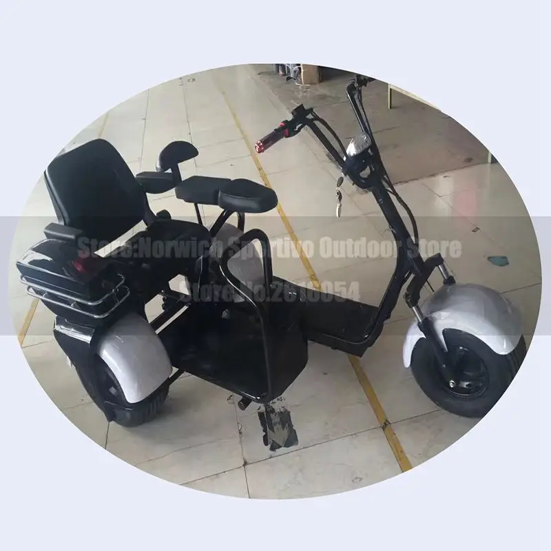 Discount Citycoco Trike Electric Scooter Fat Tire Three Wheeled Adult Tricycle City 2017 Newest 60V 1000W Lithium Battery Adult E-Bike 8