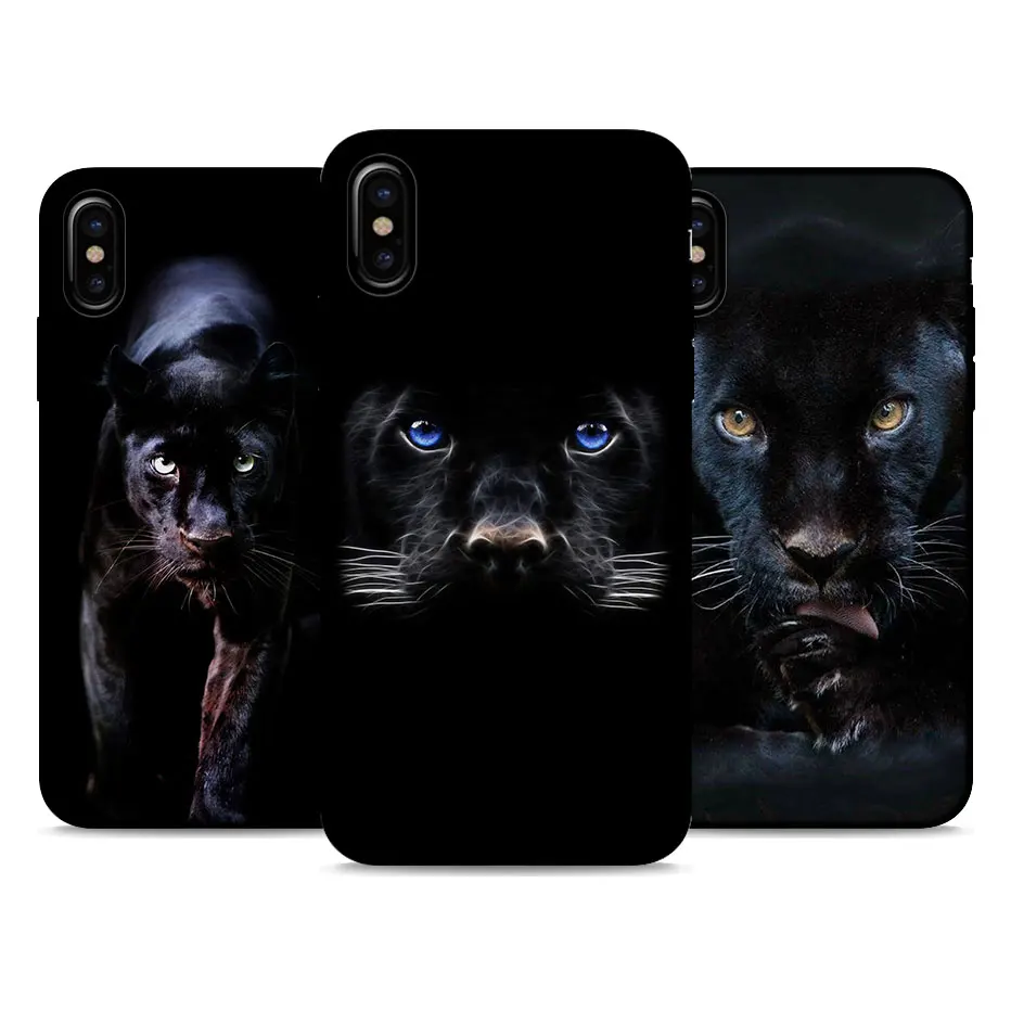 

Cheetah Panther Soft Silicone Black Cellphone Cases for Apple iPhone 6 6s 7 8 Plus 6Plus 5 5S SE X XS XR XS MAX CASE COVER