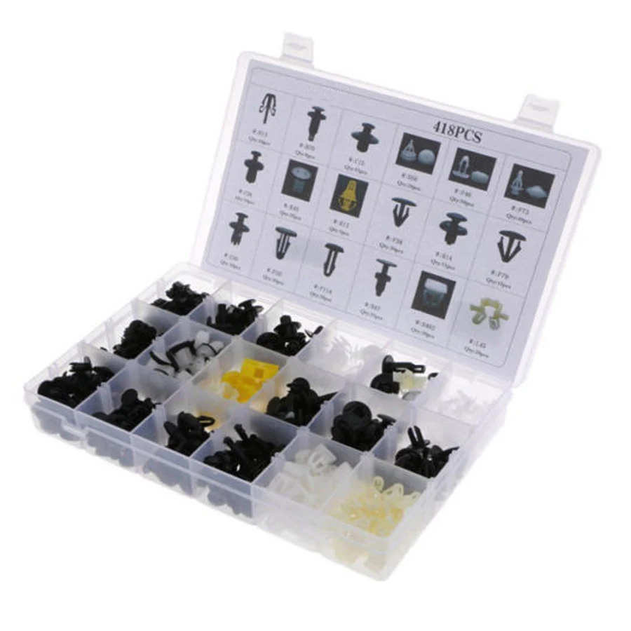 

418Pcs Car Clips Plug Trim Door Bumper Fender Fastener Pin Rivet Assortment Kit For Honda Isuzu Mazda Toyota Mitsubishi