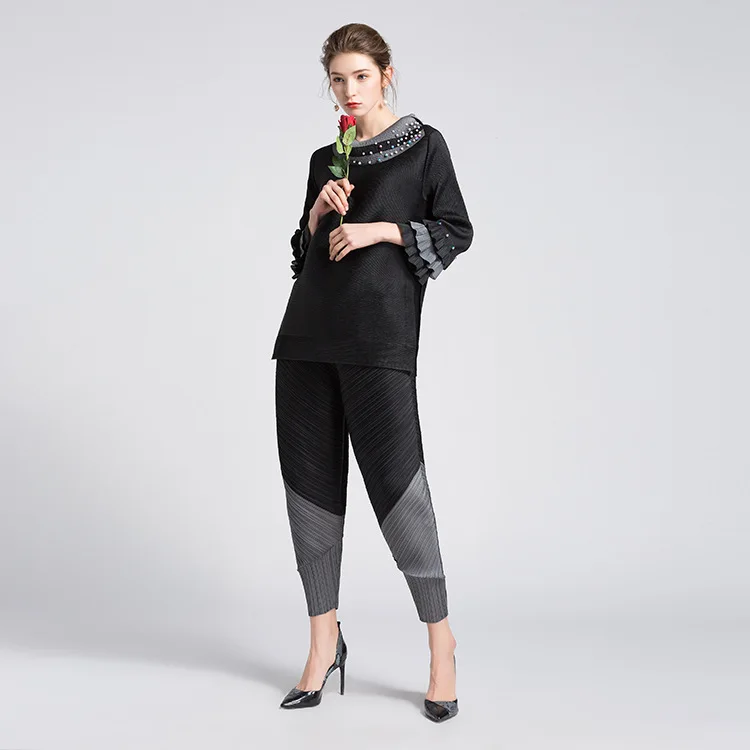 

Spring new simple trend European and American fashion drape color matching nine-point haren pants ladies casual pants free ship
