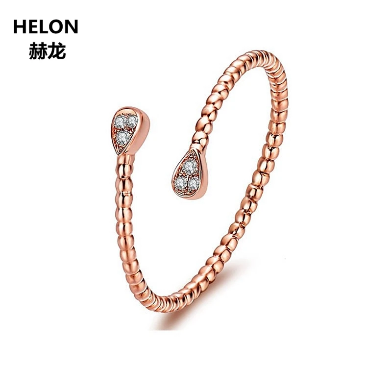 

Solid 14k Rose Gold Natural Diamonds Engagement Wedding Ring for Women Anniversary Party Fine Jewelry