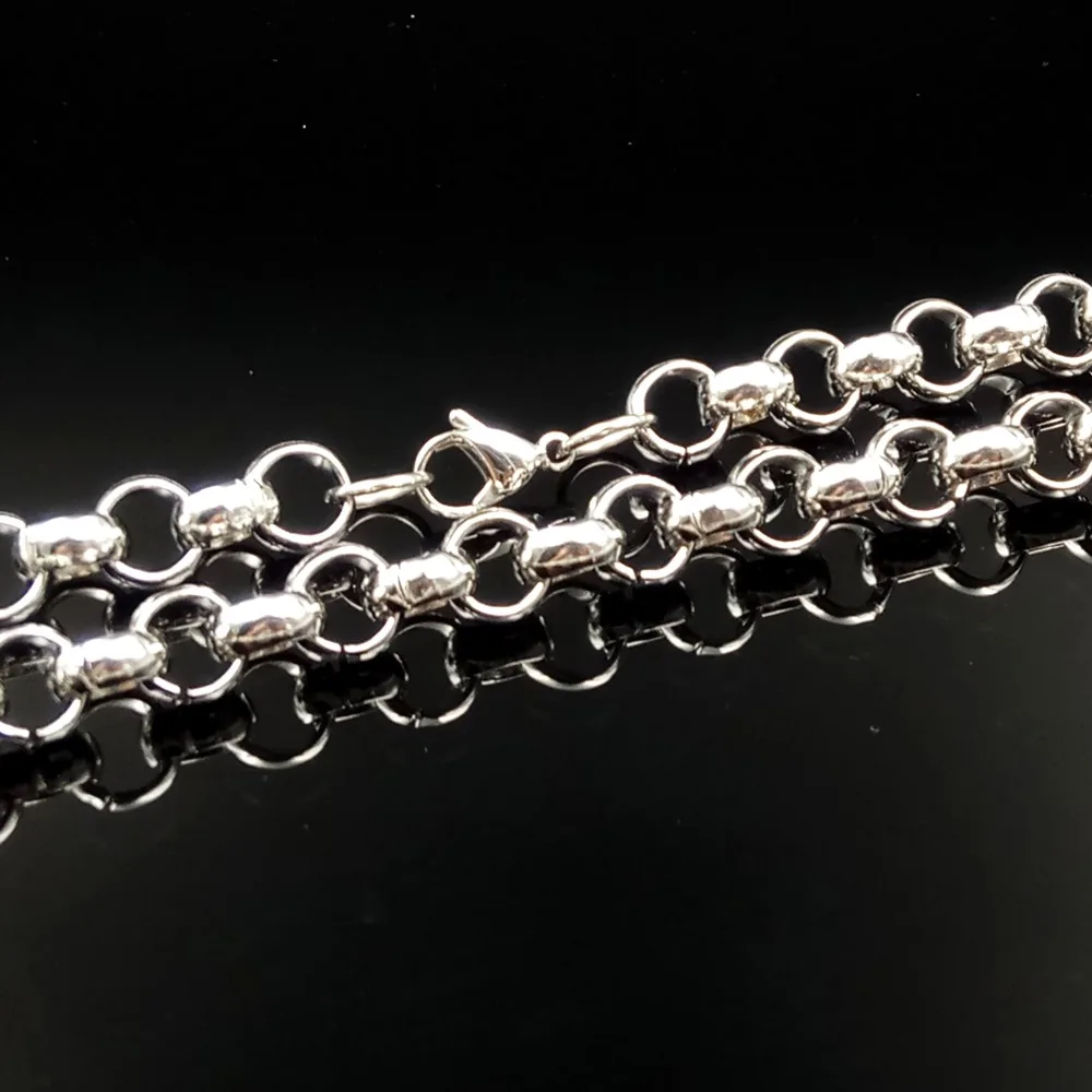

GNAYY Jewelry Silver 8mm/ 10mm Stainless Steel Large Round Rolo Link chain Necklace bracelet 8 inch-40 inch choose silver