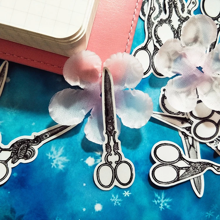 32 шт творческий Винтаж наклейки Ножницы DIY Скрапбукинг альбом Craft днем украшения для ежедневника черный, Белый Цвет Подарочная этикетка наклейки