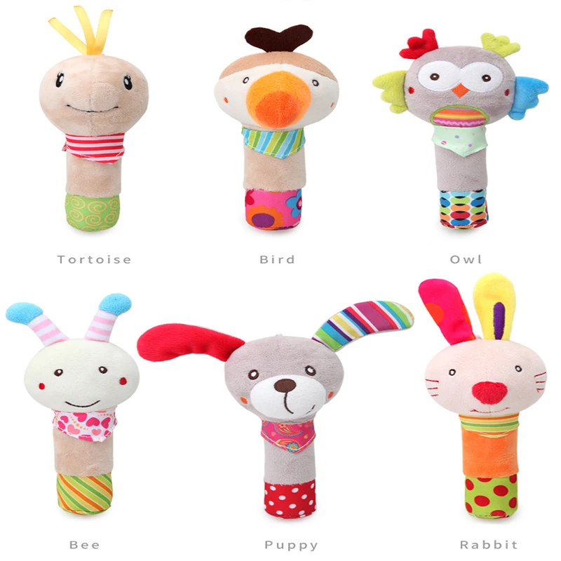 Baby Rattle Cute Plush Animal Hand Bells Toy Handheld Ring Bell Newborn Early Educational Doll Gifts | Игрушки и хобби