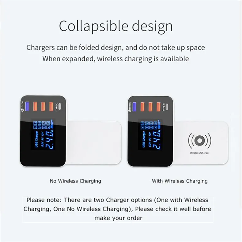 9.Fast Charging Wireless Charger 5 USB Port Charger Adapter