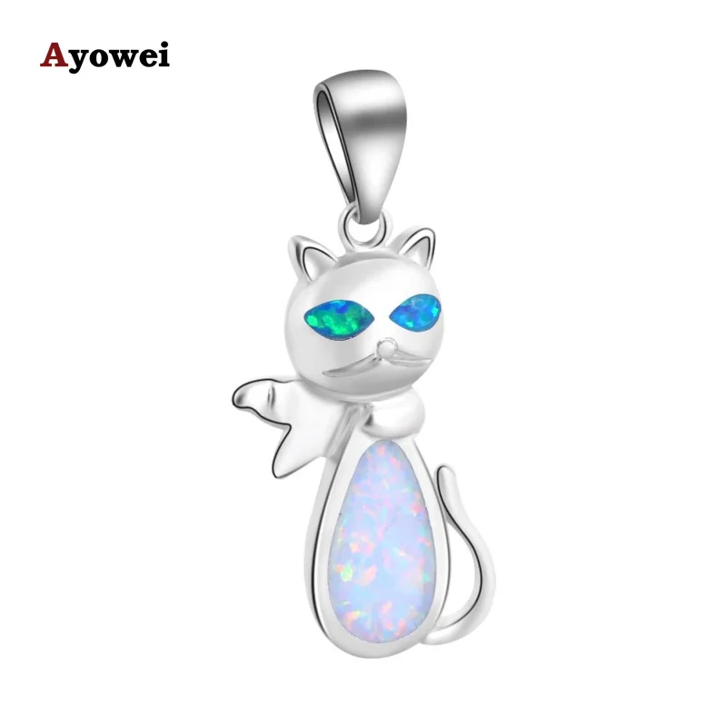 Женское ожерелье с подвеской в виде кота|f pendant|fire opalfire opal pendant |