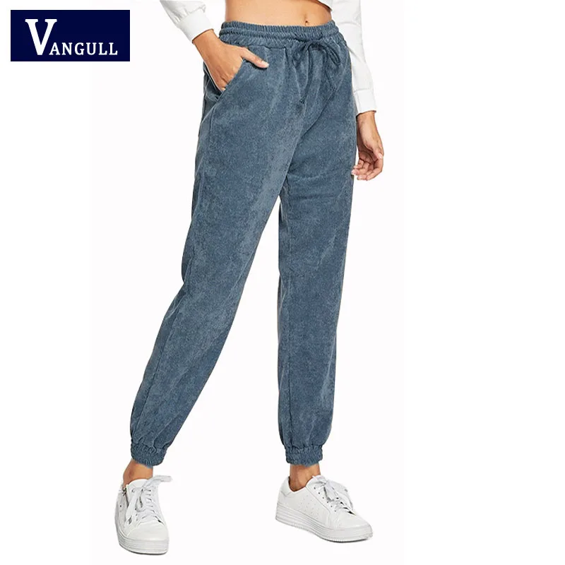 

Vangull 2019 Spring Corduroy Pants Women Stretch Loose High Waist Pants Corduroy Trousers Womens Cotton Women's Pants Fashion