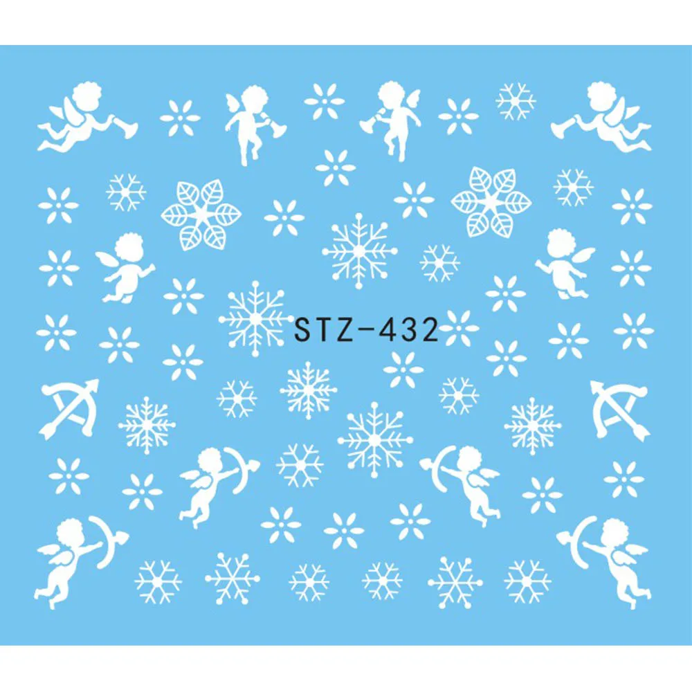 1 лист, наклейки для ногтей, рождественские, белые, черные, снежинки, снеговик, зимние наклейки для ногтей, украшения, инструменты для маникюра, слайдер, JISTZ428 - Цвет: STZ432