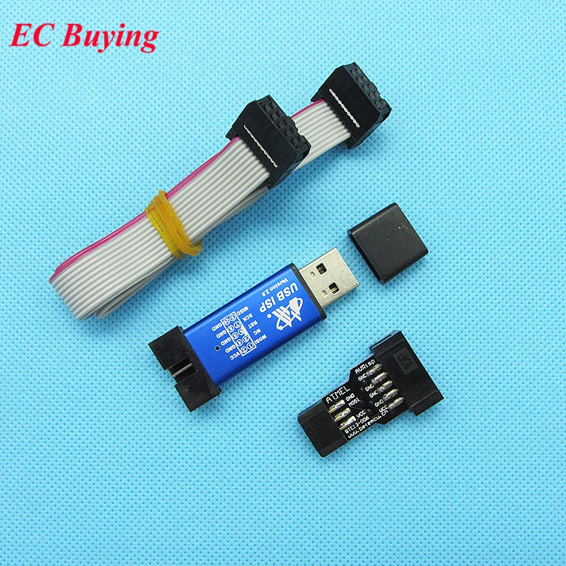 1 комплект USBASP + 10Pin 6Pin адаптер USBISP AVR программатор USB ATMEGA8 ATMEGA128 IDC10 51 Серия Win.7 с
