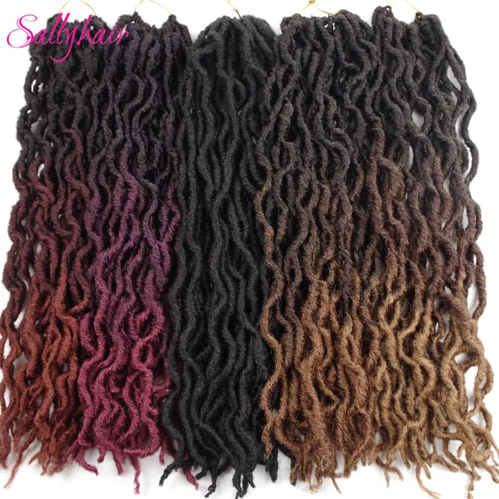 Sallyhair Faux locs Curly вязанные косички для наращивания волос 24 пряди/упаковка Омбре синтетические косички волос 18 дюймов