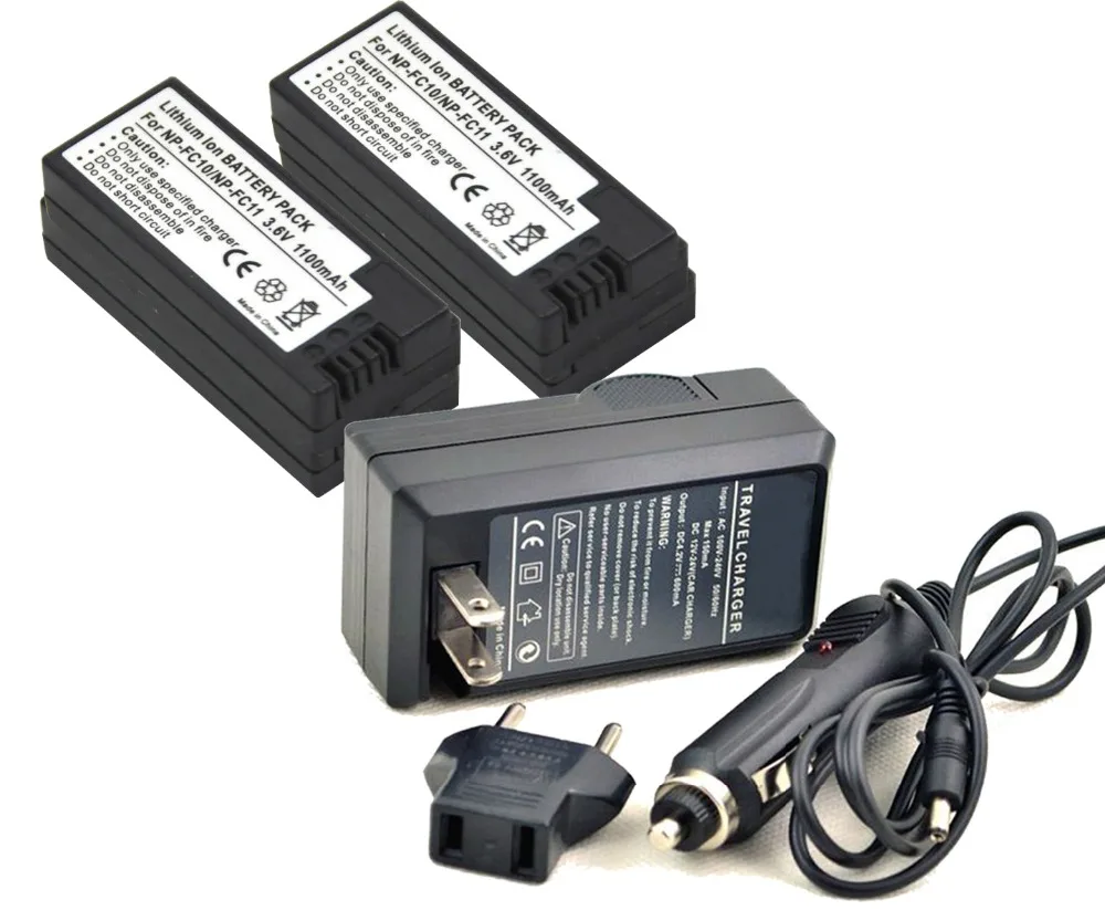 New 4 Piece NP FC11 NPFC10 Battery Charger for DSC F77 F77A P8S P9 Camera