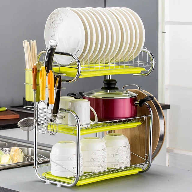 New 3 Tier Dish Drainer Drying Dish Rack Stainless Steel Kitchen