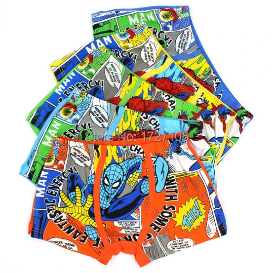 Random color Hot selling cotton super hero spider man boxer panties boys underwear calcinhas