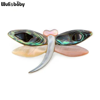 

Wuli&Baby Natural Shell Dragonfly Brooches For Women And Men Elegant Dragonfly Insects Banquet Weddings Brooch Christmas Gifts