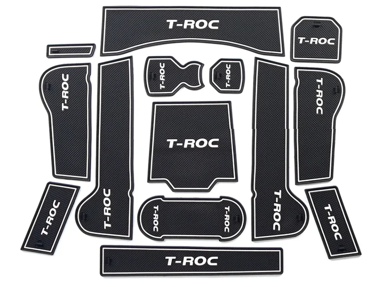 Автомобиль чашки Нескользящие дверь Слот Мат стайлинга автомобилей интерьера автомобилей Стайлинг 14 шт./компл. для VW T-Roc - Название цвета: white