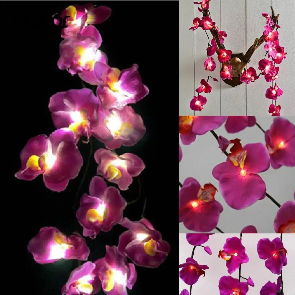 

Beautiful 20LED Fake Orchid Flower Romantic Purple Christmas String Light