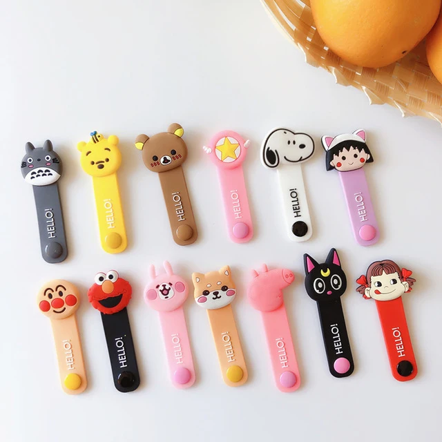 

wholesale socket UniversalCartoon Cable Organizer Bobbin Winder Cable Protector Expanding phone Stand Finger car phone Holder
