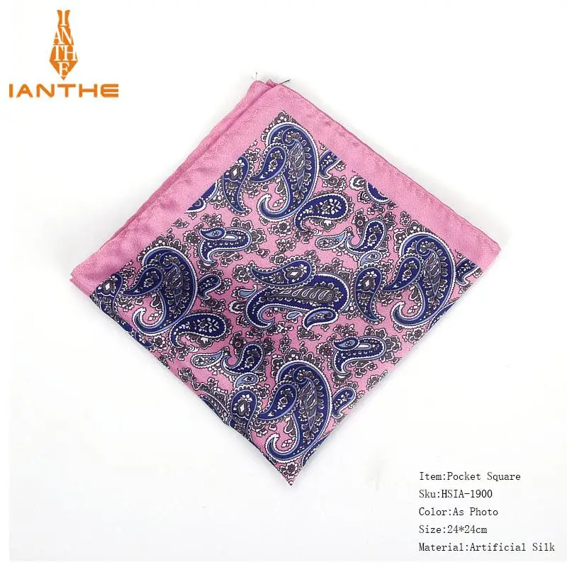 Для мужчин платок Винтаж Пейсли Print Pocket Square полиэстер, шелк, мягкий платки Свадебная вечеринка Бизнес груди Полотенца Hanky подарок - Цвет: IA1900