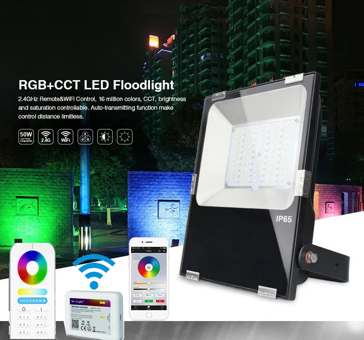 Wifi прожекторы rgb CCT наружный точечный светодиодный светильник водонепроницаемый внешний 10 Вт 30 Вт 50 Вт+ 2,4 г 6 Группа RF пульт+ wifi-концентратор по DHL 5 шт