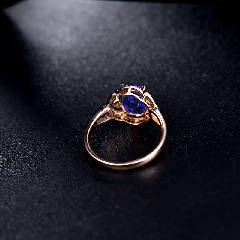 Элегантный дизайн ювелирные изделия Solid 14Kt розовое золото натуральный Танзанит обручальное обещанное кольцо драгоценный алмаз подарок для