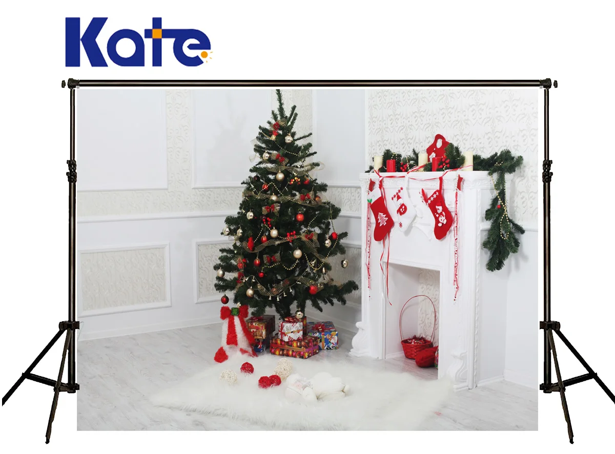 

KATE Photography Backdrops White Background Christmas Backdrop Soild White Wood Floor Background Indoor Christmas Backdrops