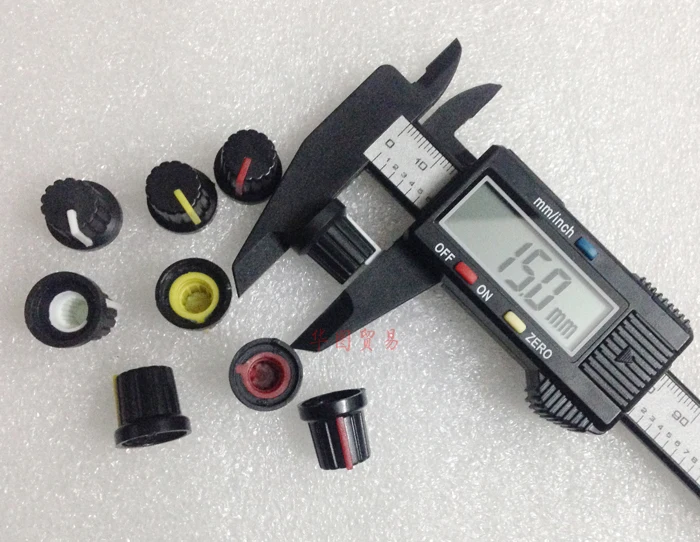 10pcs B03 black plastic knob cap for flower axis potentiometer / width 15MM * high 15MM / White / yellow / red